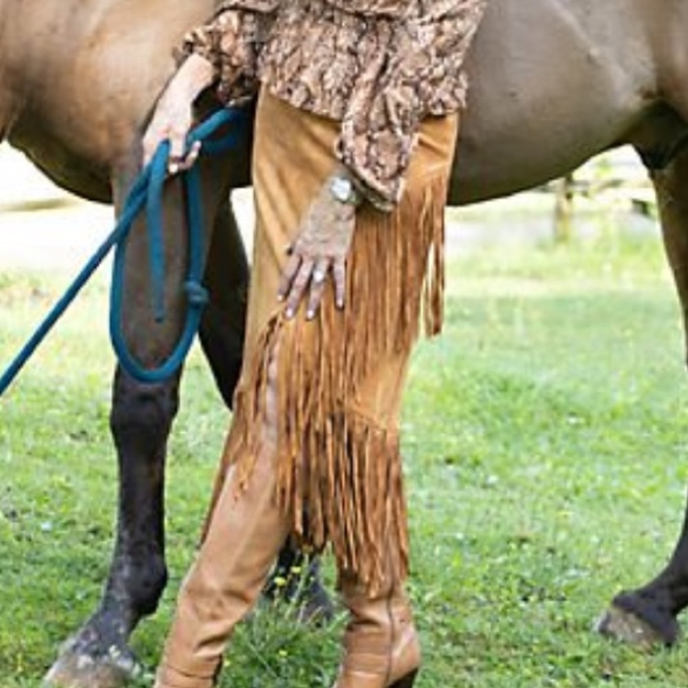 American West Camel Asymmetrical Fringe Midi Skirt - Picture 6 of 12